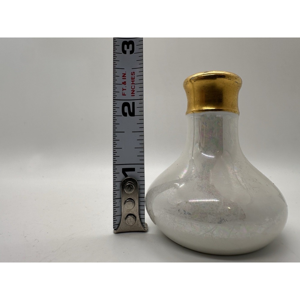 Vintage‎ Iridescent Glass Salt Pepper Shaker Gold Painted Top Single - Picture 3 of 6